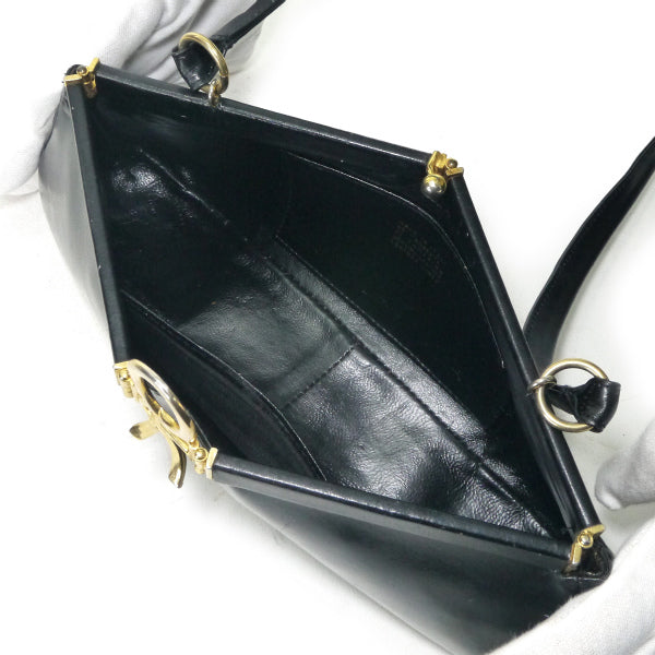 Roberta　R留め具レザーミニショルダーバッグ（黒）