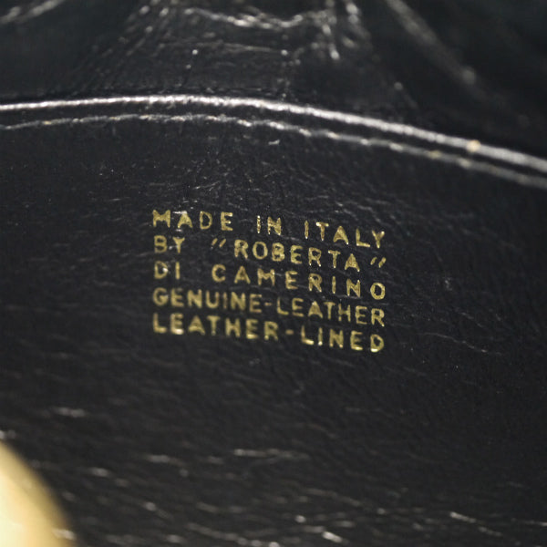 Roberta　R留め具レザーミニショルダーバッグ（黒）