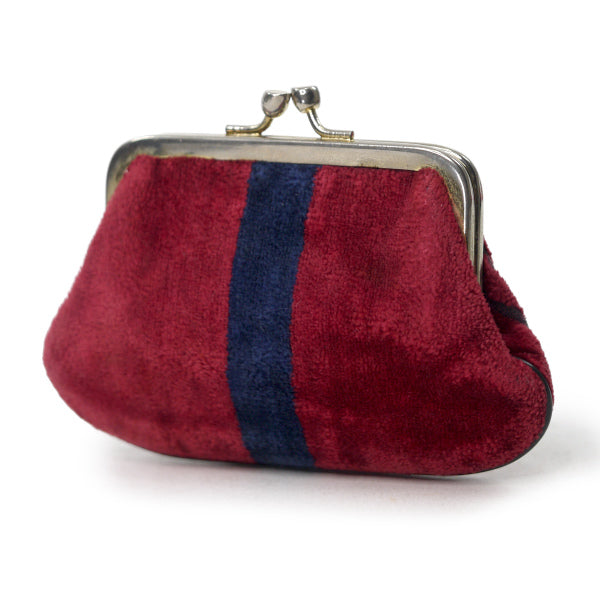 Roberta　ベルト柄がま口コインケース(モケット/赤系 )