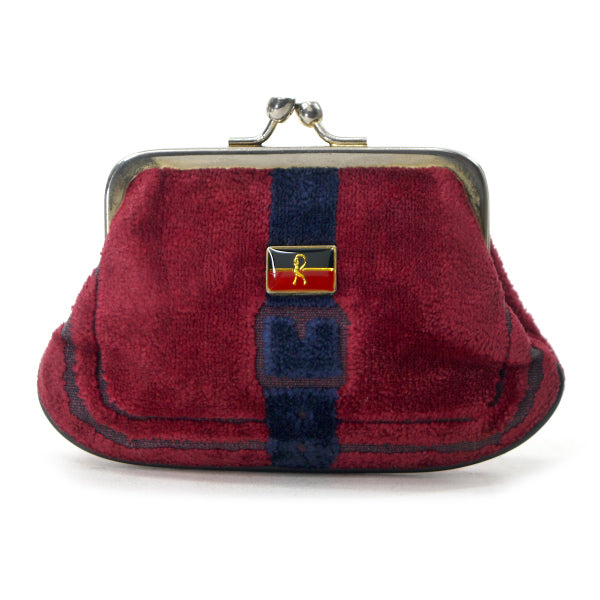 Roberta　ベルト柄がま口コインケース(モケット/赤系 )