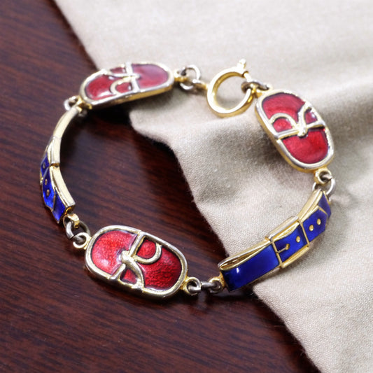 Roberta　Rモチーフ ブレスレット(赤×青)
