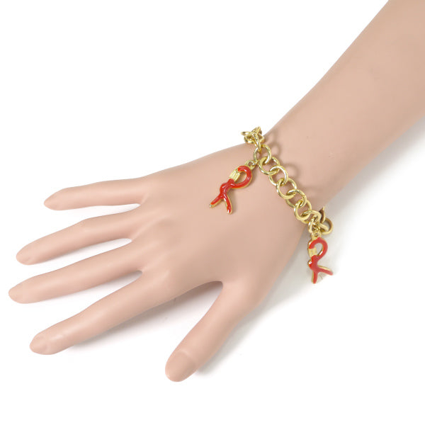 Roberta　Rモチーフ ブレスレット(赤×ゴールド)