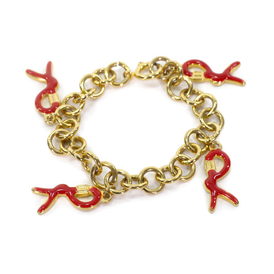 Roberta　Rモチーフ ブレスレット(赤×ゴールド)