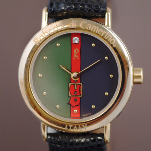 Roberta　ベルト柄腕時計（黒リザードバングル）