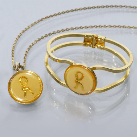 Roberta　Rモチーフ ネックレス&ブレスレット（黄）