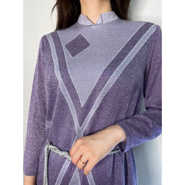 Rococo's SELECT　ラメ入りフロントラインvintageワンピース（紫）