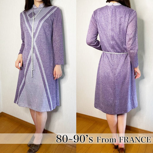 Rococo's SELECT　ラメ入りフロントラインvintageワンピース（紫）