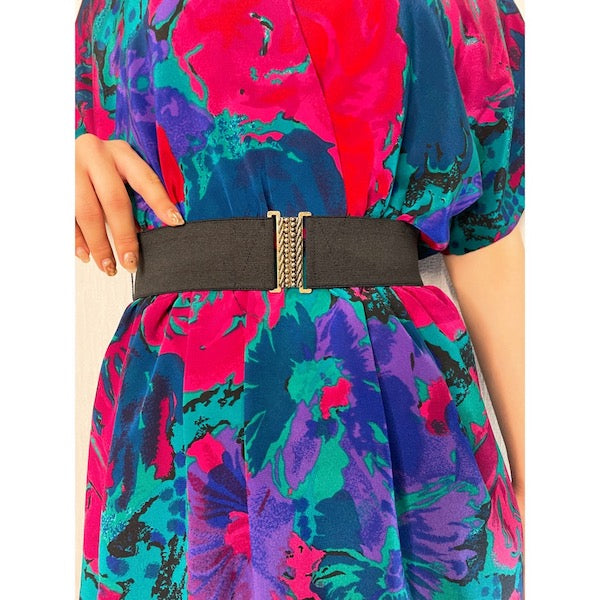 Rococo's SELECT　花柄vintageVネックフレアスリーブワンピース