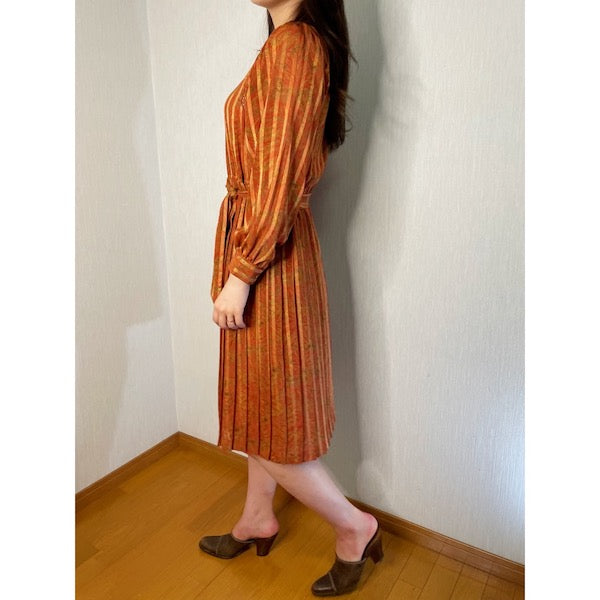 Rococo's SELECT　ストライプ柄vintageワンピース（オレンジ）