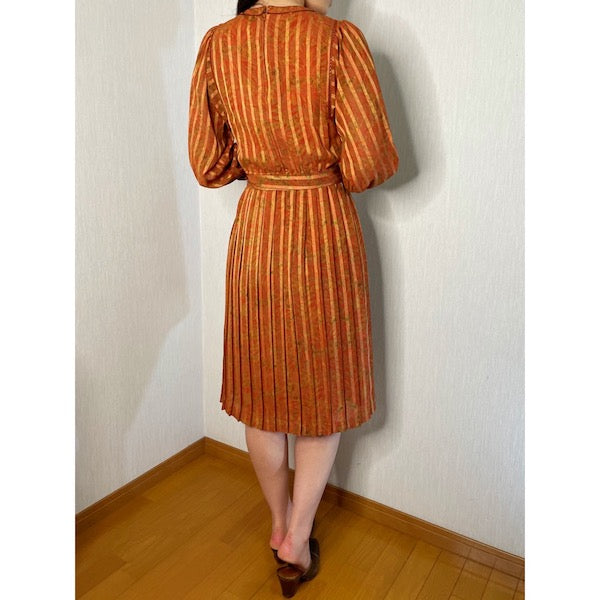 Rococo's SELECT　ストライプ柄vintageワンピース（オレンジ）