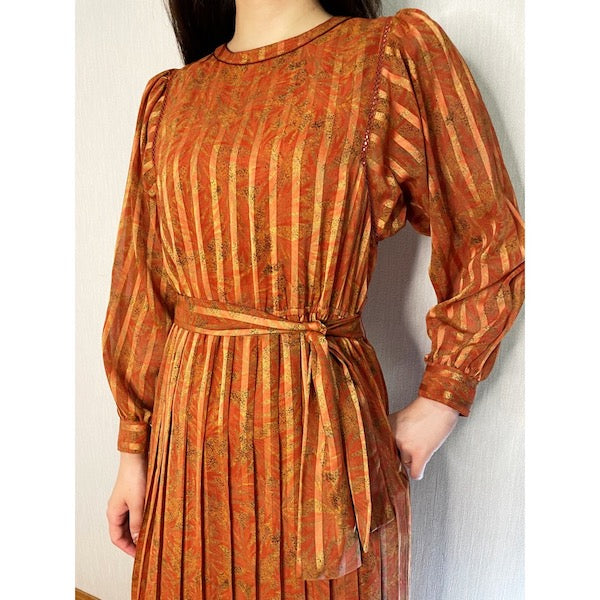 Rococo's SELECT　ストライプ柄vintageワンピース（オレンジ）