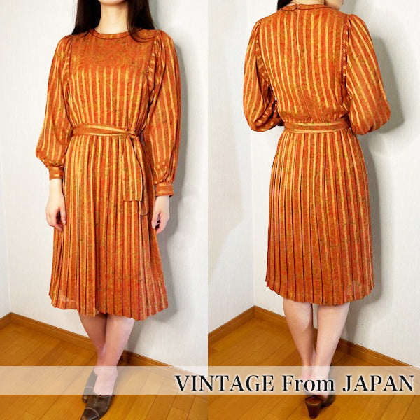 Rococo's SELECT　ストライプ柄vintageワンピース（オレンジ）