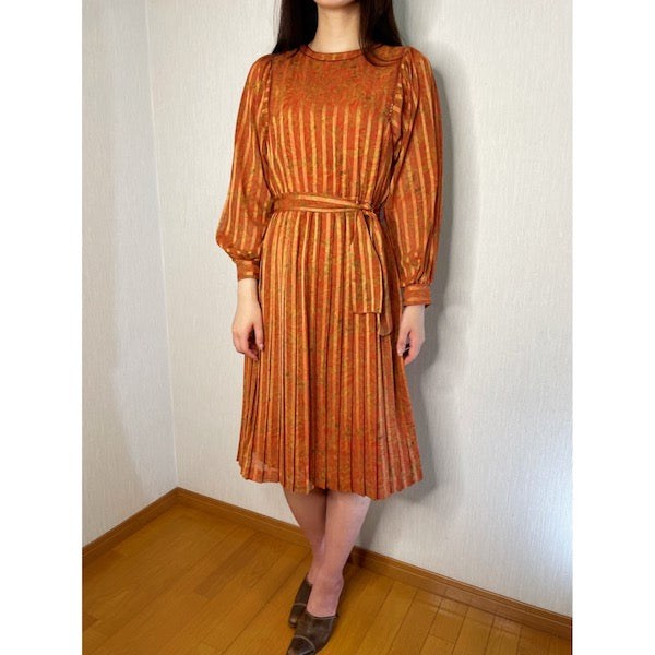 Rococo's SELECT　ストライプ柄vintageワンピース（オレンジ）