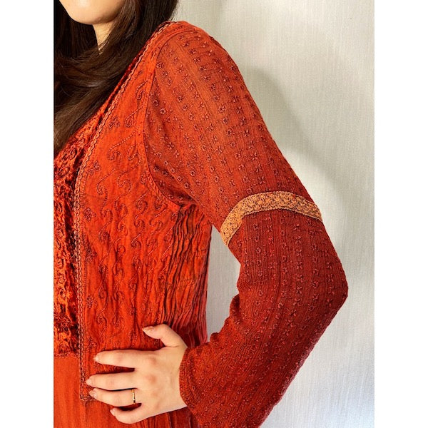 Rococo's SELECT　エスニック刺繍vintageロングワンピース（赤）