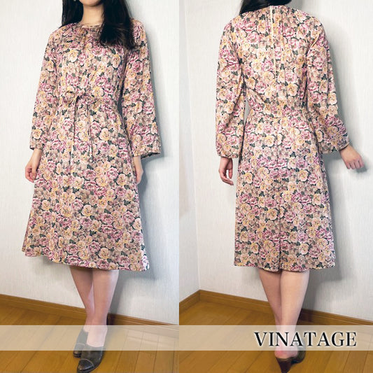 Rococo's SELECT　フラワープリントvintageワンピース（ピンク）