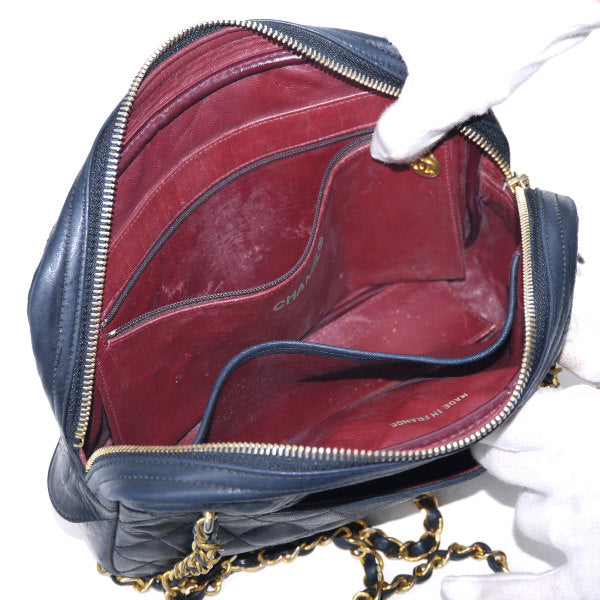 OLD CHANEL　マトラッセＷチェーンショルダー（黒）