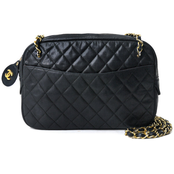 OLD CHANEL　マトラッセＷチェーンショルダー（黒）