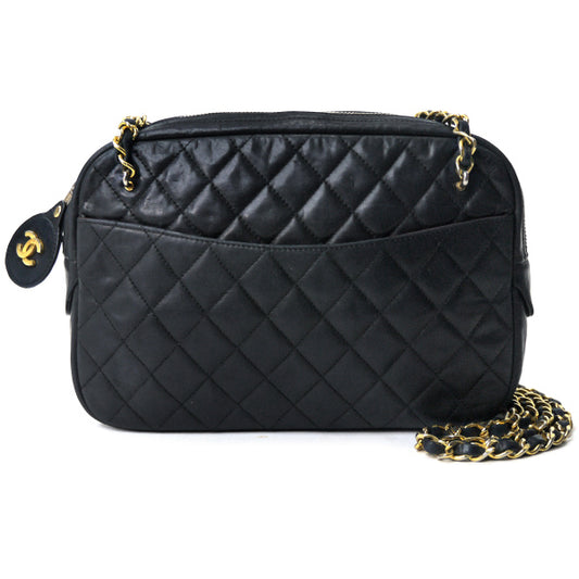 OLD CHANEL　マトラッセＷチェーンショルダー（黒）