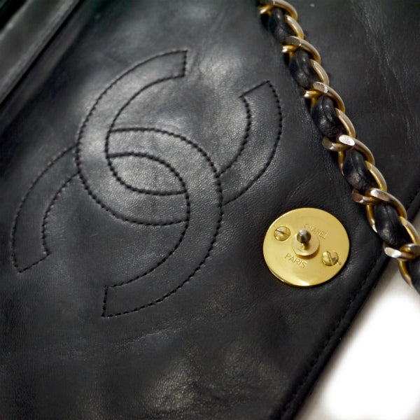 CHANEL 80s!逆ココ!マトラッセチェーンポシェット（黒）