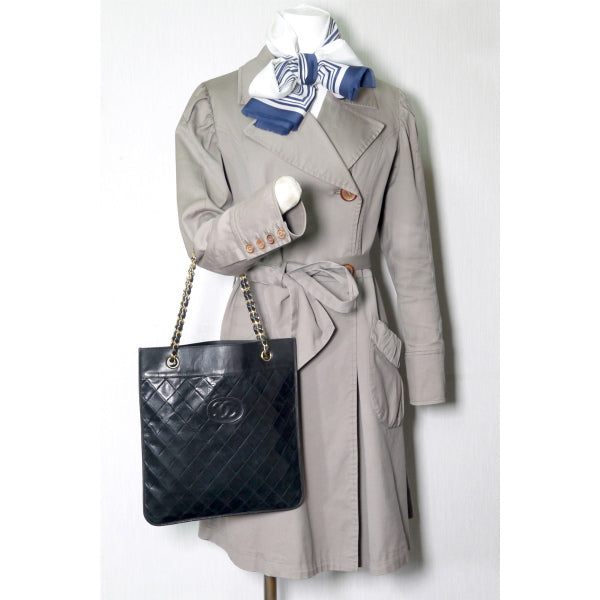 OLD CHANEL　マトラッセWチェーントートバッグ（黒）