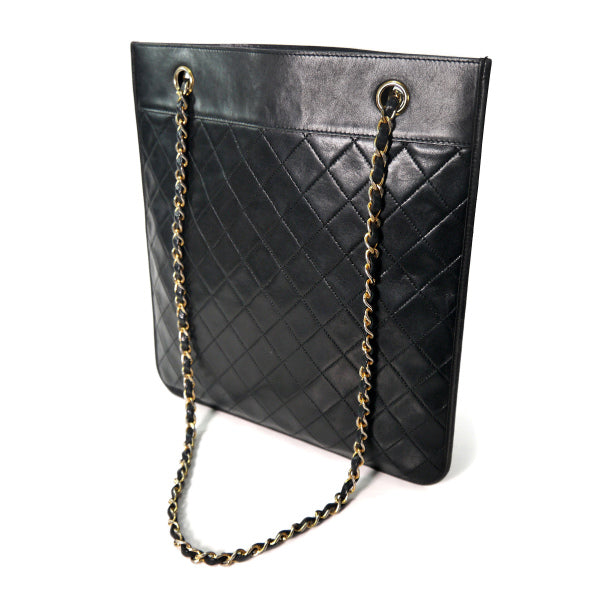 OLD CHANEL　マトラッセWチェーントートバッグ（黒）