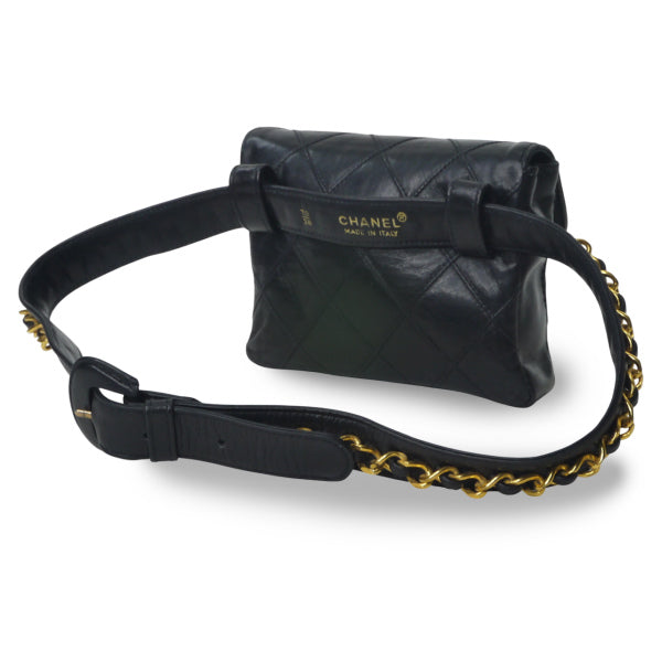 OLD CHANEL　マトラッセウエストポーチ（黒）