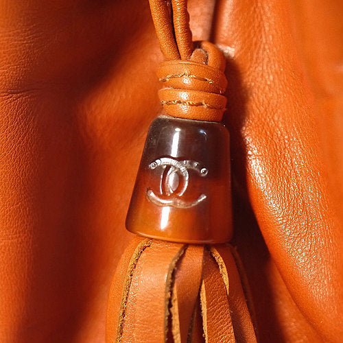 CHANEL オレンジ 新同！ラム革トート