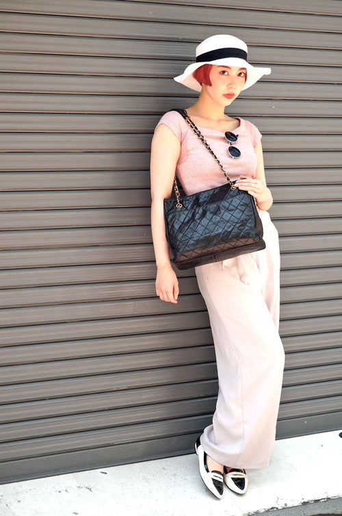 OLD CHANEL ビコローレ マトラッセ チェーントートバッグ（黒））