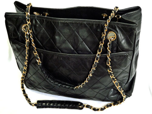 OLD CHANEL ビコローレ マトラッセ チェーントートバッグ（黒））