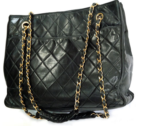 OLD CHANEL ビコローレ マトラッセ チェーントートバッグ（黒））