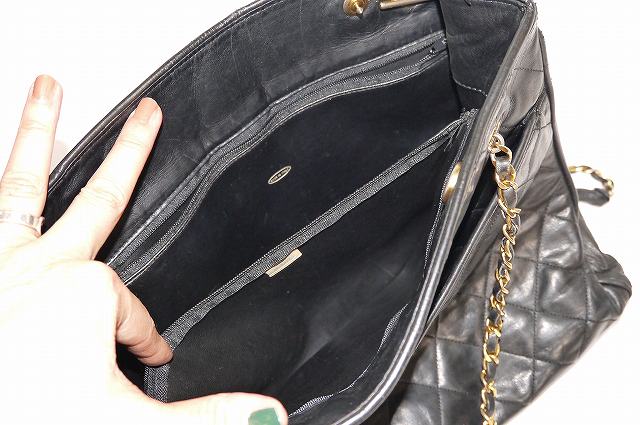 OLD CHANEL ビコローレ マトラッセ チェーントートバッグ（黒））
