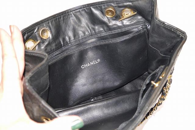 OLD CHANEL ビコローレ マトラッセ チェーントートバッグ（黒））