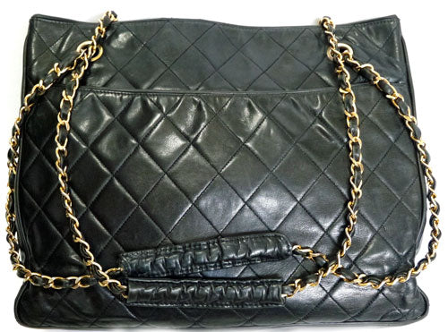 OLD CHANEL ビコローレ マトラッセ チェーントートバッグ（黒））