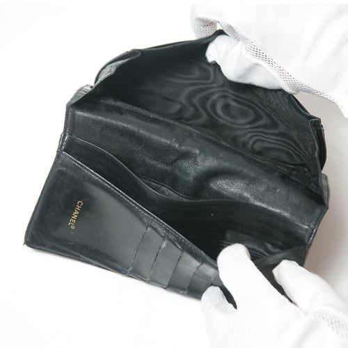 CHANEL チョコバー２つ折れ札入れ（黒）