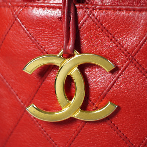 OLD CHANEL80sラムマトラッセ　トートバッグ（赤）