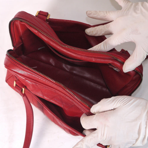 OLD CHANEL80sラムマトラッセ　トートバッグ（赤）