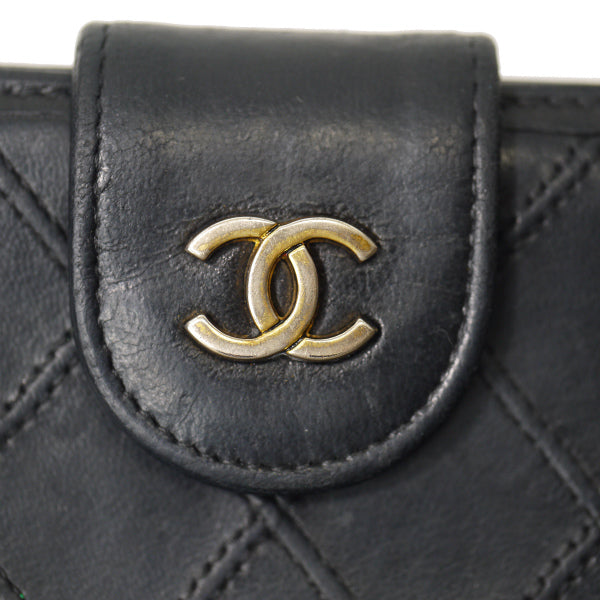OLD CHANEL　マトラッセがま口長財布（黒/ラムスキン）