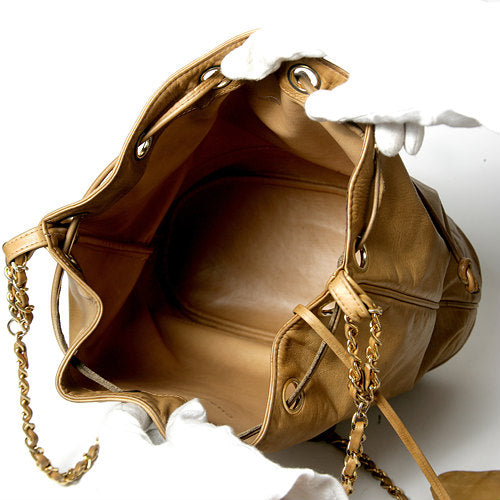 OLD CHANEL　ラムスキン巾着ショルダー（ベージュ）