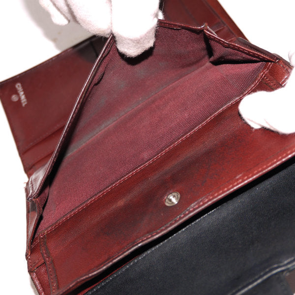 OLD CHANEL　マトラッセ3つ折り長財布（黒/ラムスキン）