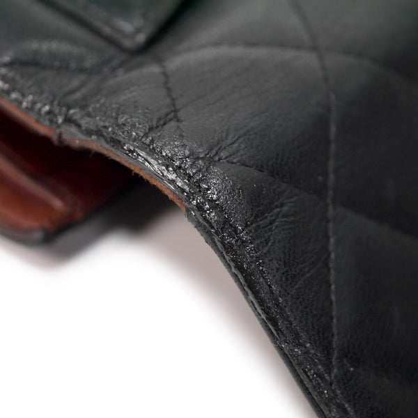 OLD CHANEL　マトラッセ3つ折り長財布（黒/ラムスキン）