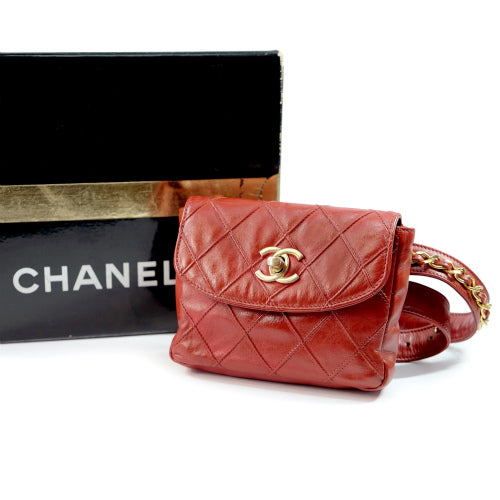 CHANEL　マトラッセウエストポーチ（赤）