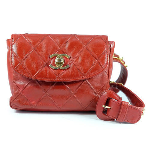 CHANEL　マトラッセウエストポーチ（赤）