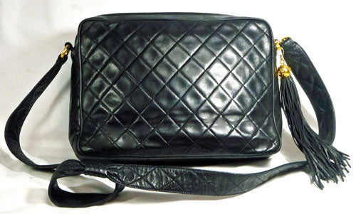 OLD CHANEL　フリンジ　Wポケ ショルダー（黒）