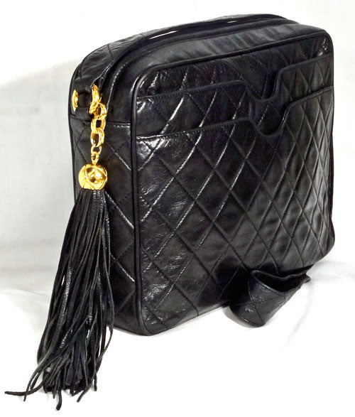 OLD CHANEL　フリンジ　Wポケ ショルダー（黒）