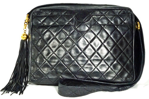 OLD CHANEL　フリンジ　Wポケ ショルダー（黒）