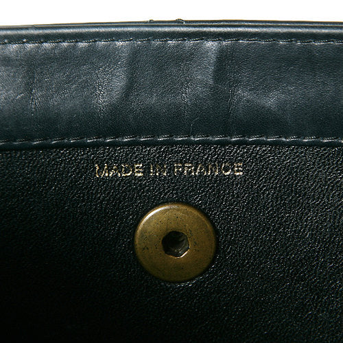 OLD CHANEL 　マトラッセ長方形ハンドバッグ（黒・ラムスキン）