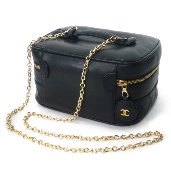 OLD CHANEL　チェーン付ビコローレ ココチャームバニティ（黒/ラムスキン）
