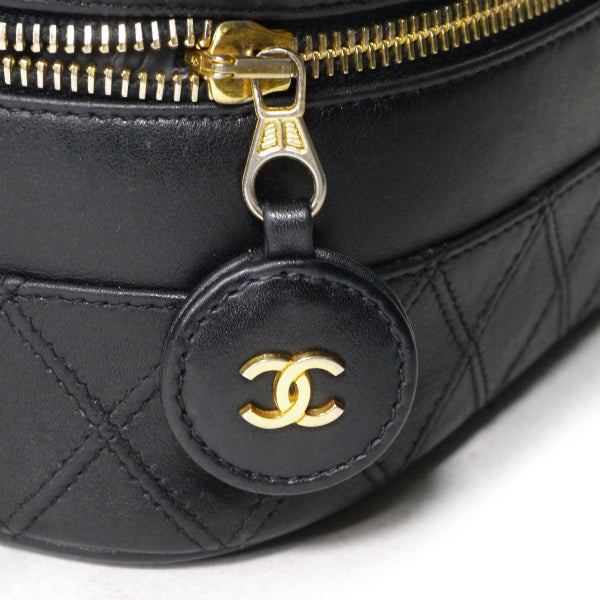 OLD CHANEL　チェーン付ビコローレ ココチャームバニティ（黒/ラムスキン）