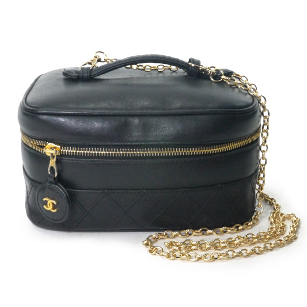 OLD CHANEL　チェーン付ビコローレ ココチャームバニティ（黒/ラムスキン）
