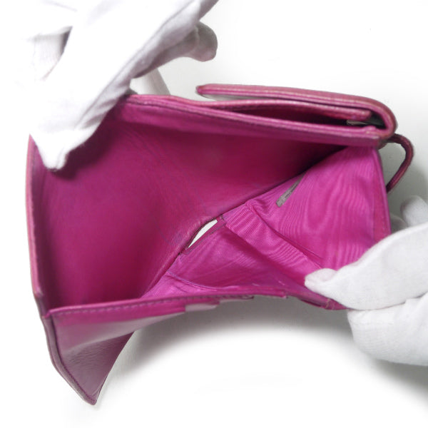 OLD CHANEL　＜訳あり＞ココステッチWホック折財布（ピンク/キャビアスキン）